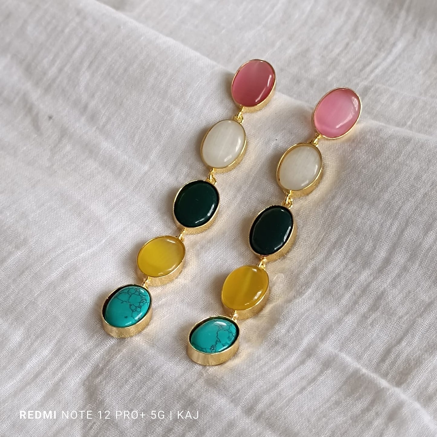 Monalisa multicolour stones long earrings