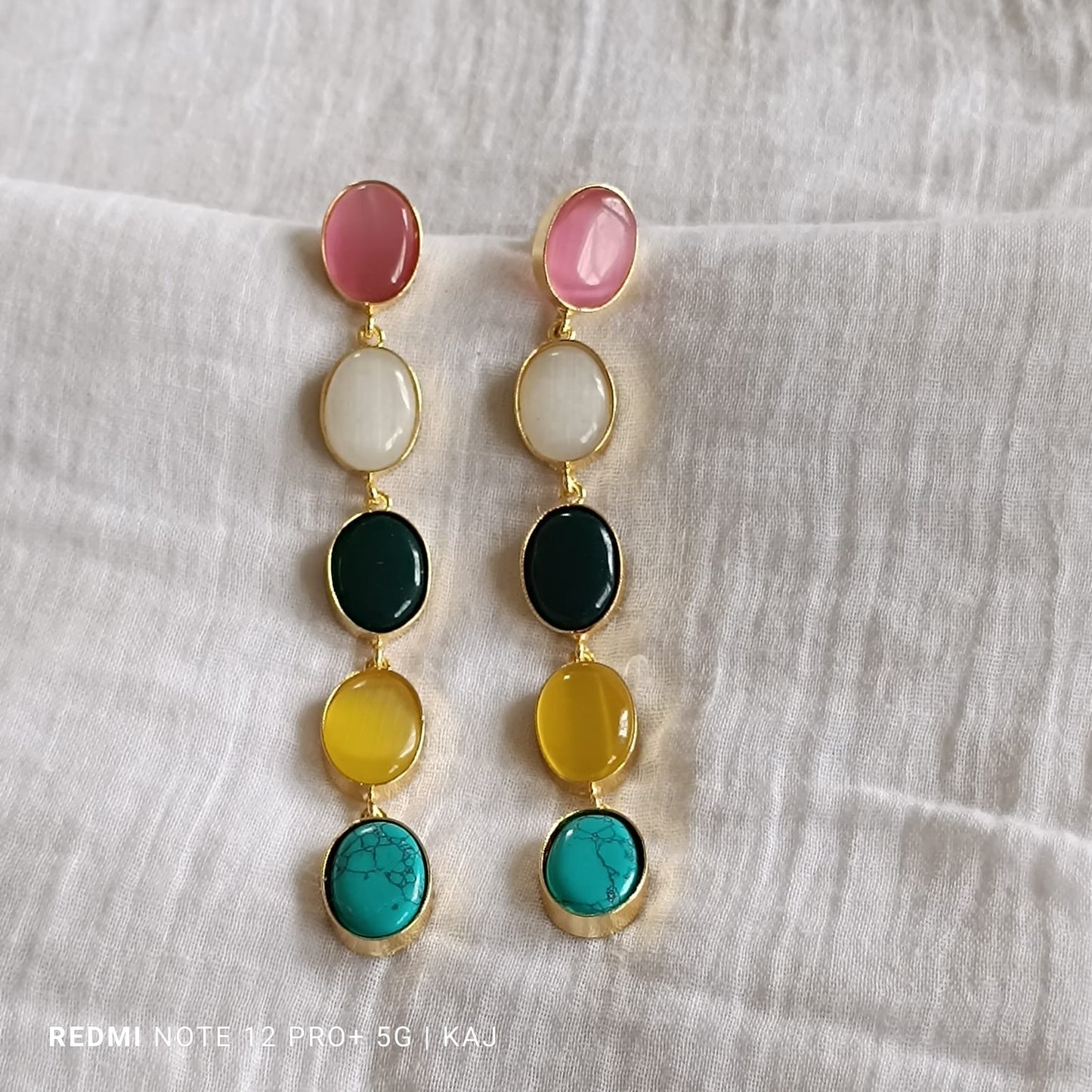 Monalisa multicolour stones long earrings