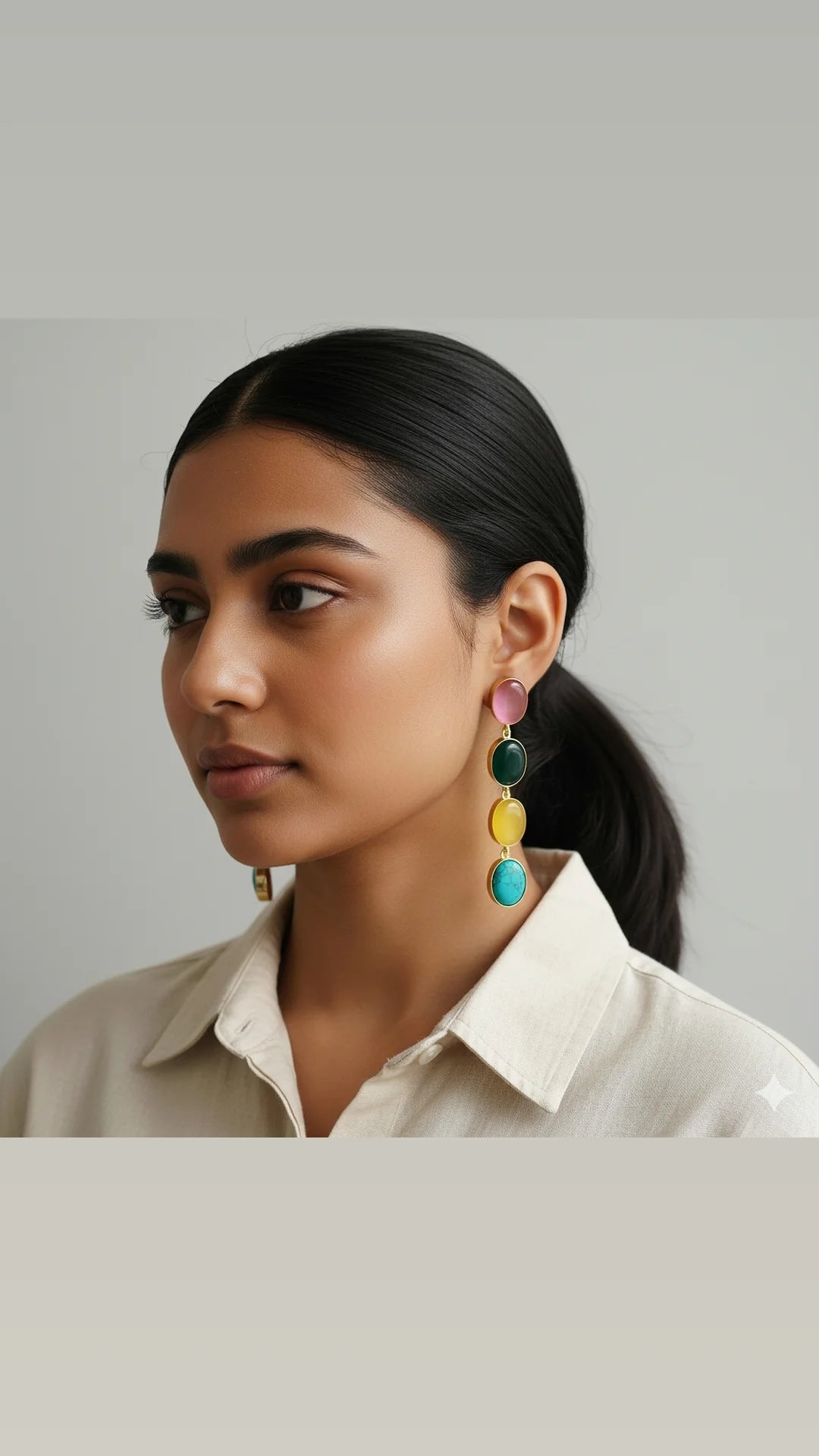 Monalisa multicolour stones long earrings