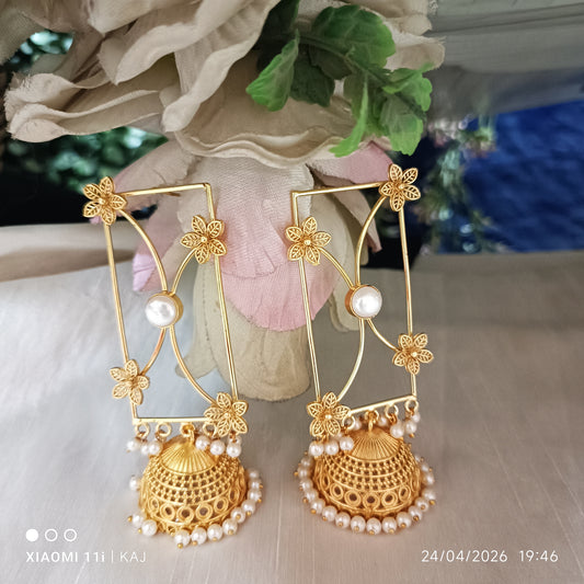 Brass base long earrings