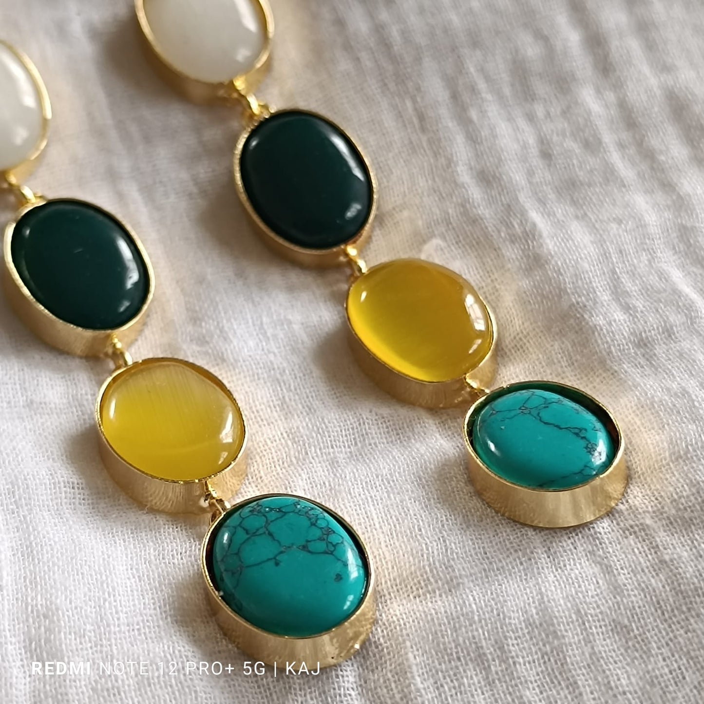 Monalisa multicolour stones  long earrings