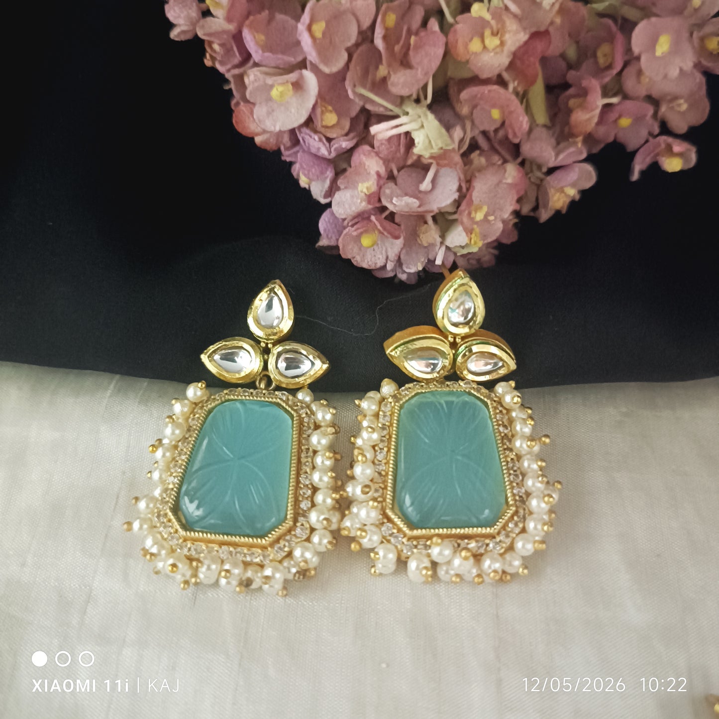 Glass stone earrings