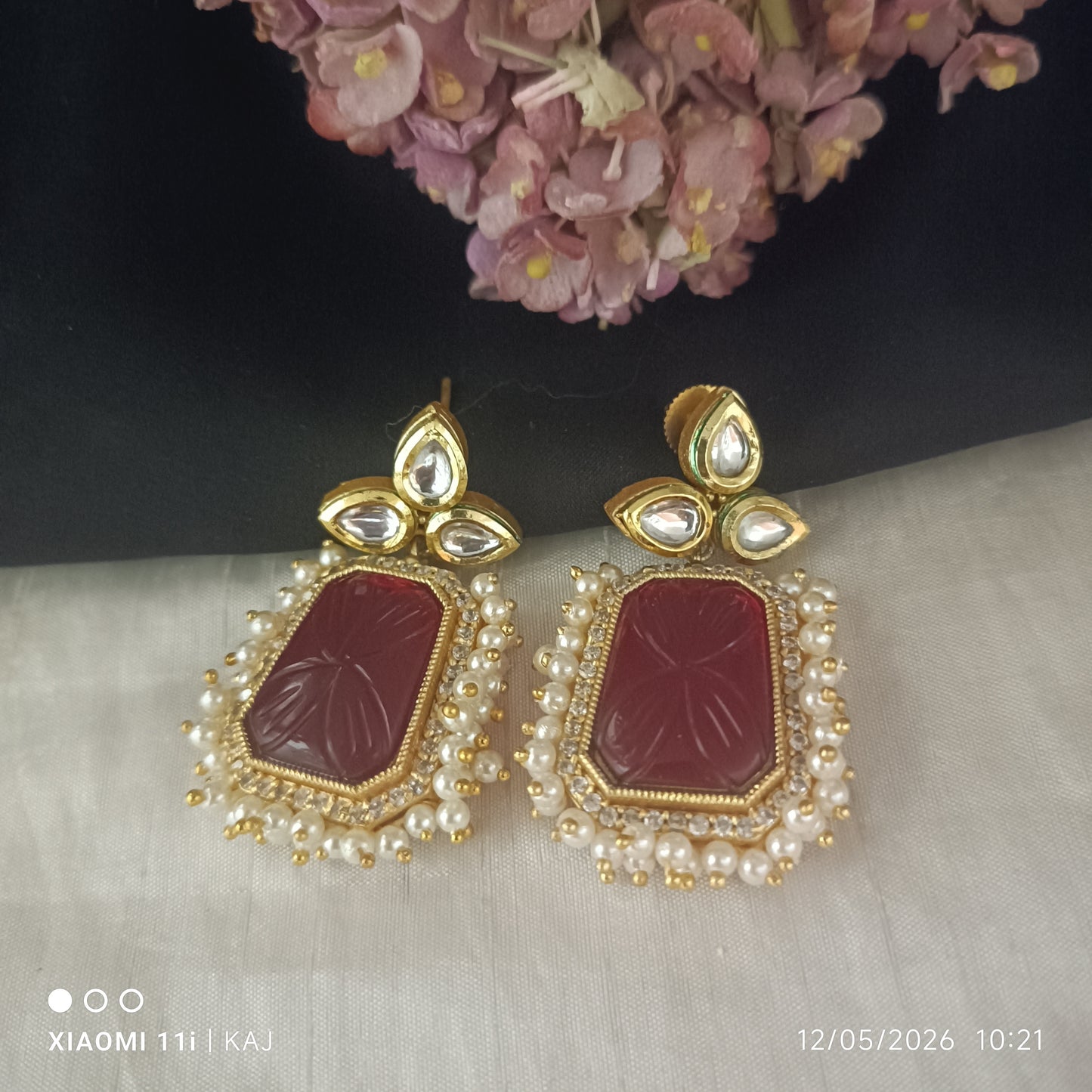 Glass stone earrings