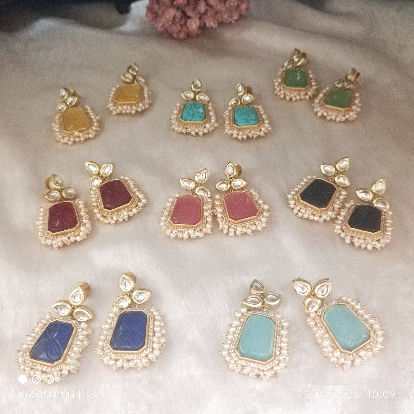 Glass stone earrings