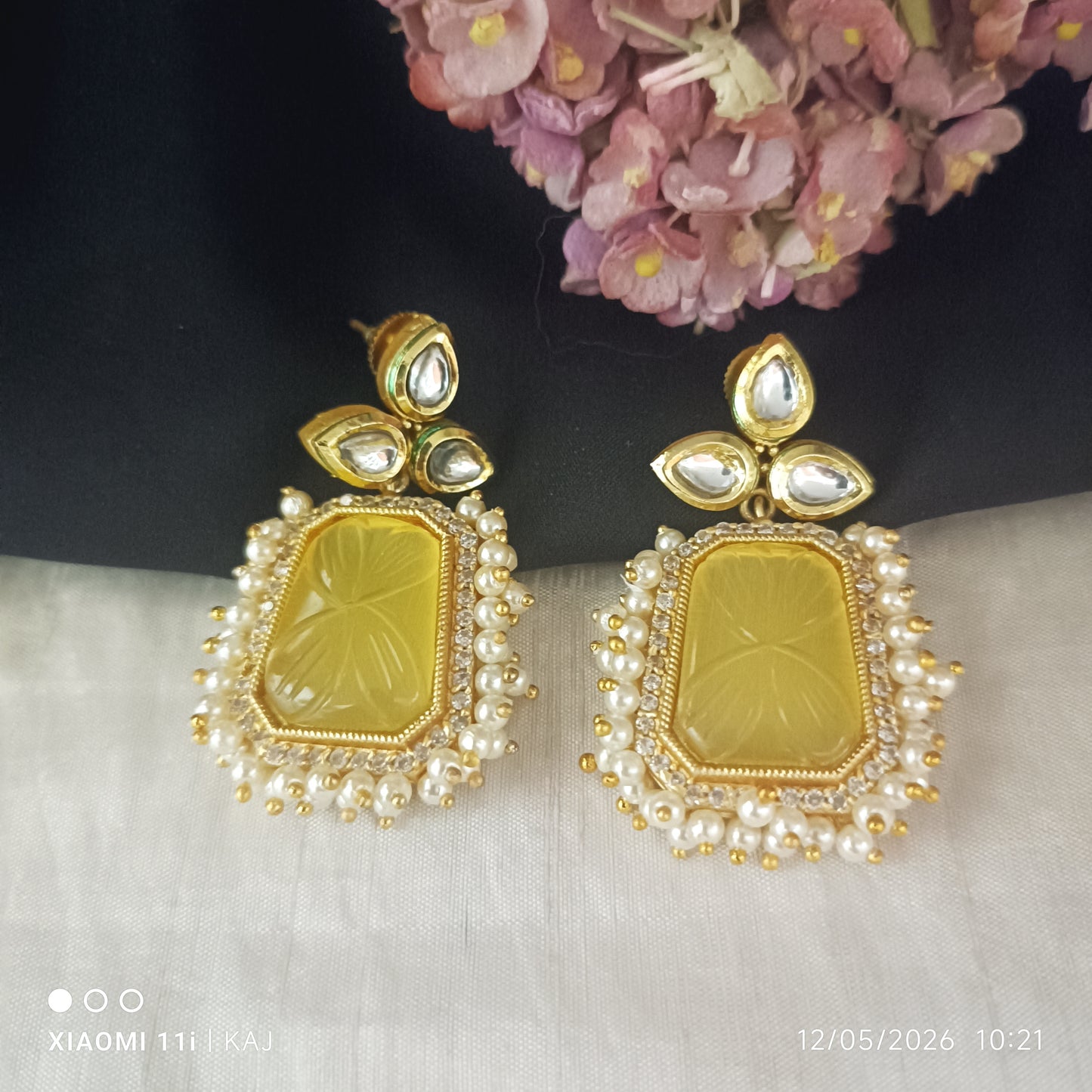 Glass stone earrings