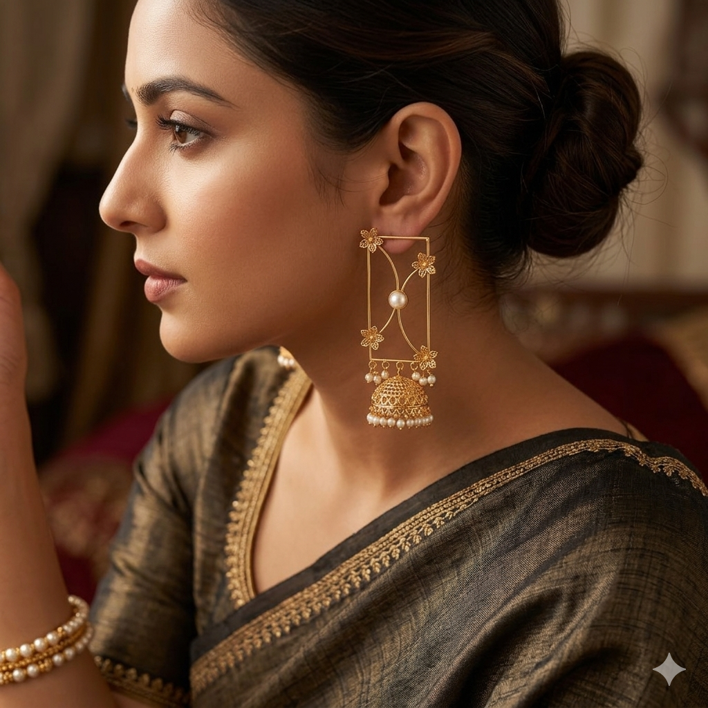 Brass base long earrings