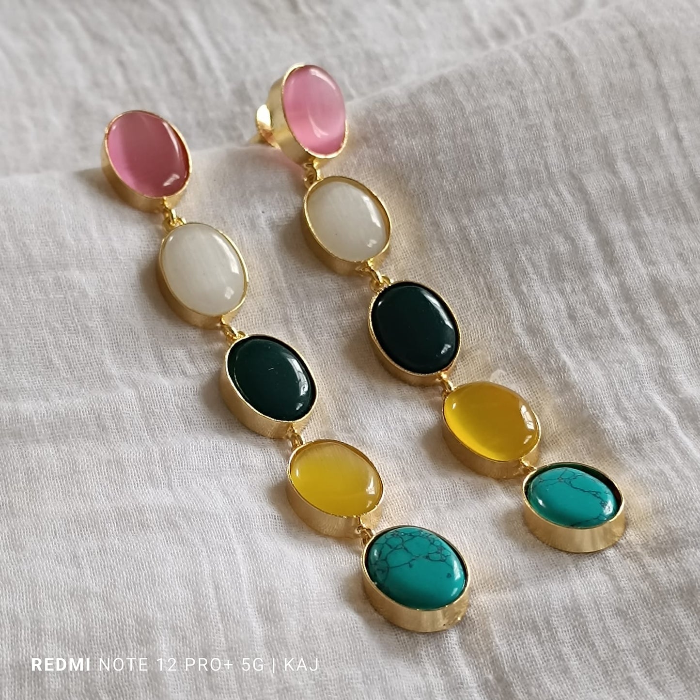 Monalisa multicolour stones  long earrings