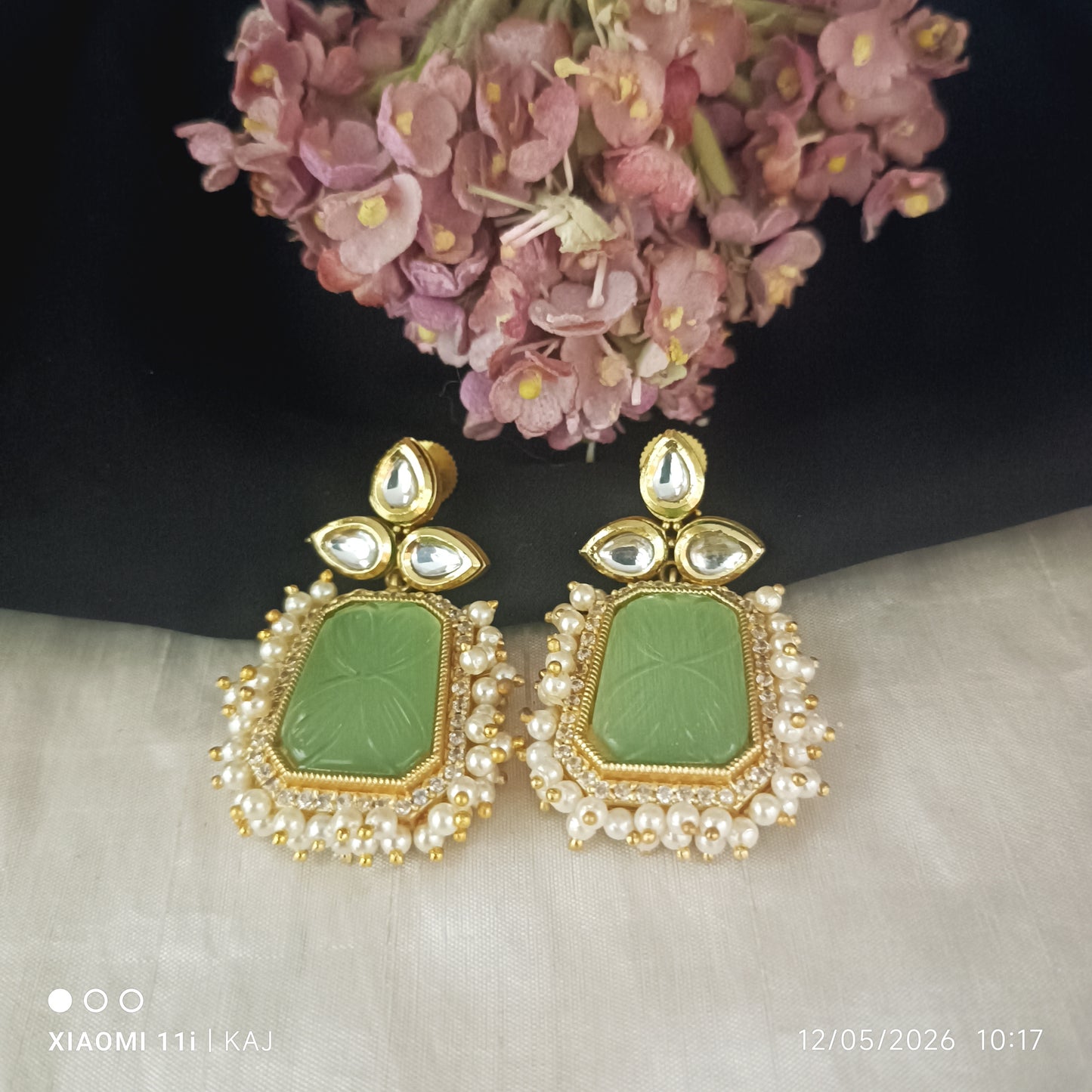 Glass stone earrings