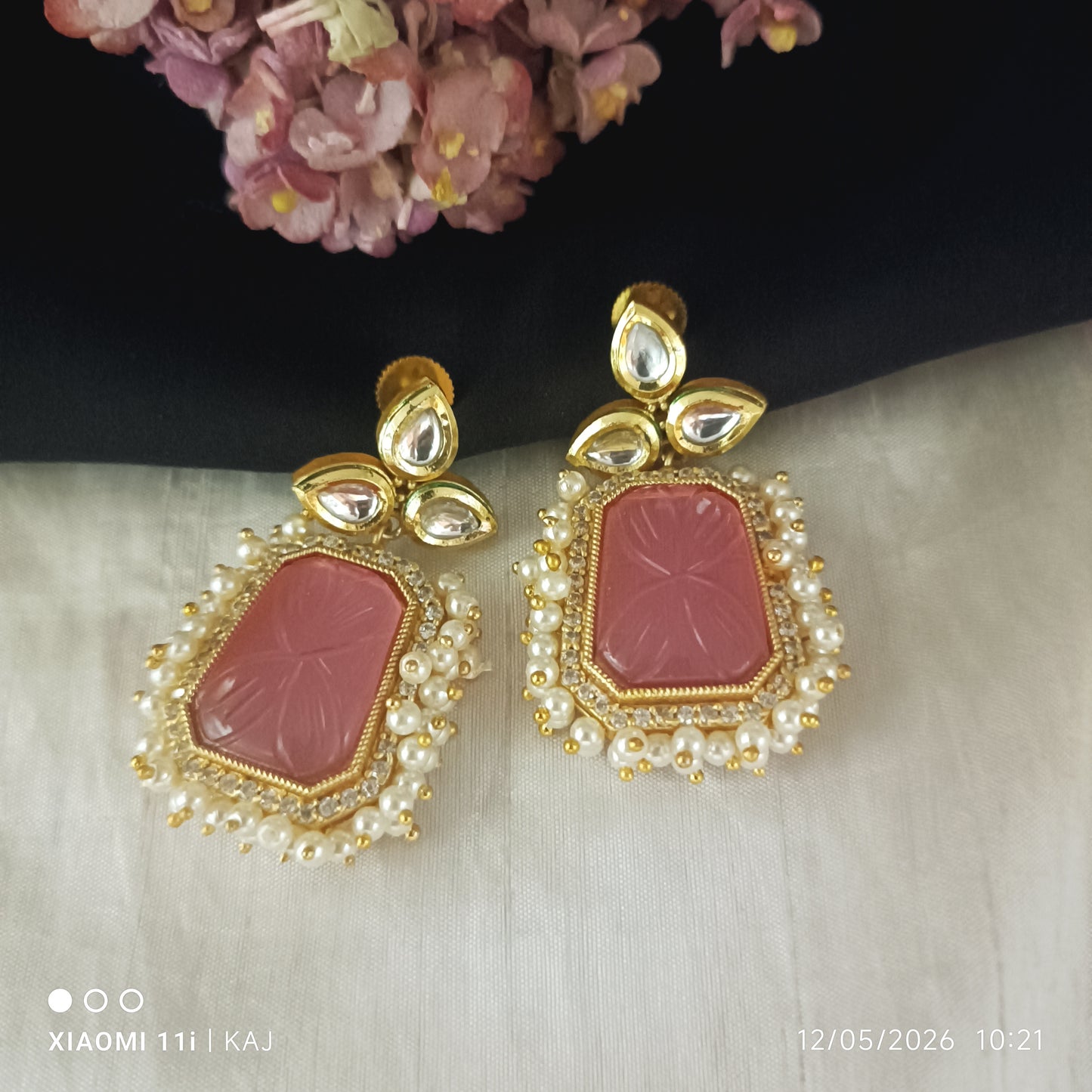 Glass stone earrings