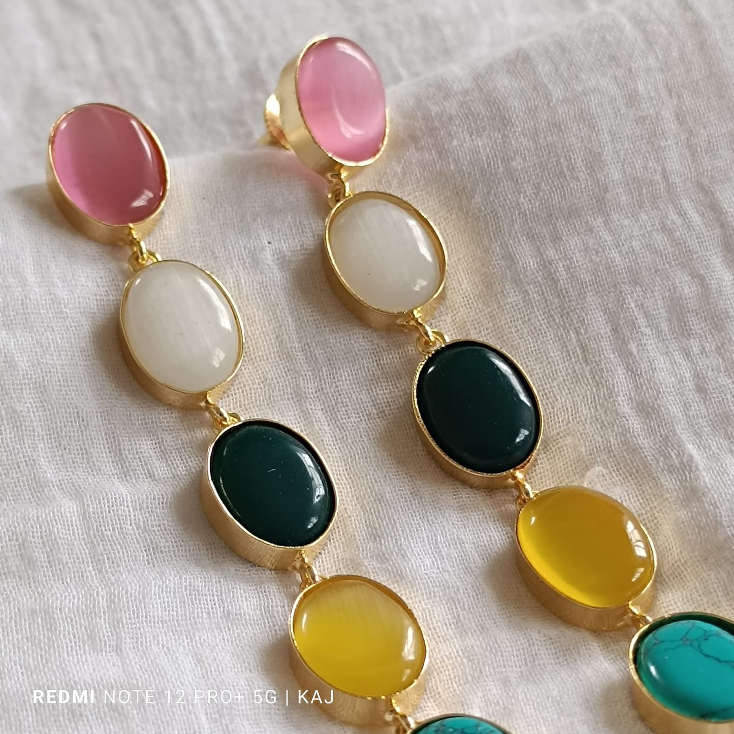 Monalisa multicolour stones  long earrings